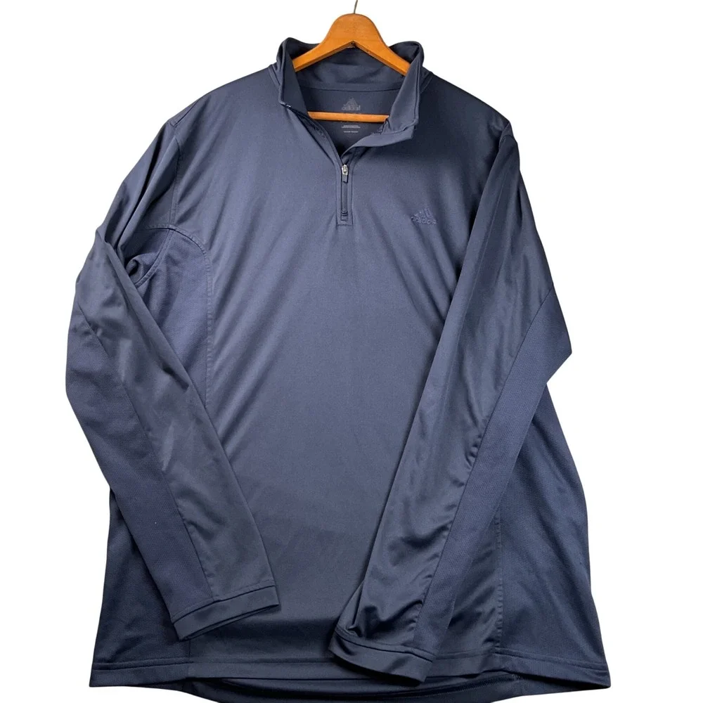 Adidas 1/4 Zip Pullover large ( see measurements)  Mens‎ Navy Blue Mesh Panels